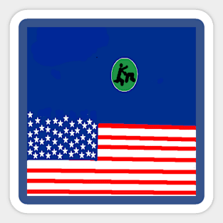 Sporty USA Design on Blue Background Sticker